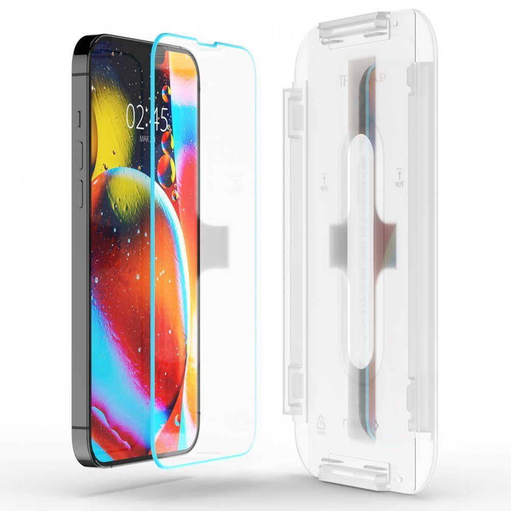 Displayschutzfolie Spigen GlastR EZ FIT HD für Apple iPhone 17e / 16e / 14 / 13 Pro, gehärtetes Glas, Full Glue AGL03724