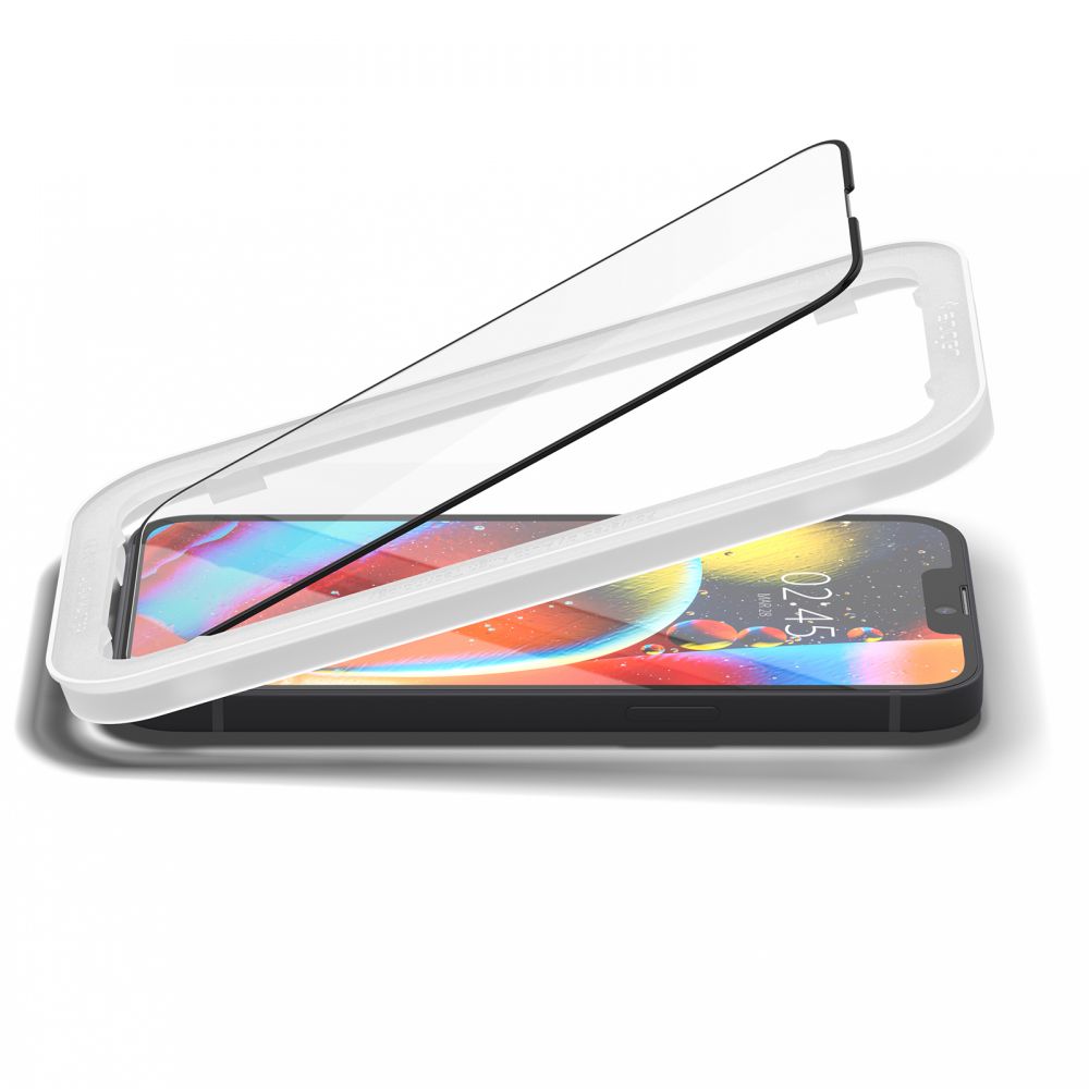 Schutzfolie Spigen GlastR Align Master für Apple iPhone 17e / 16e / 14, gehärtetes Glas, Full Glue, Set 2 Stück, Schwarz AGL03387