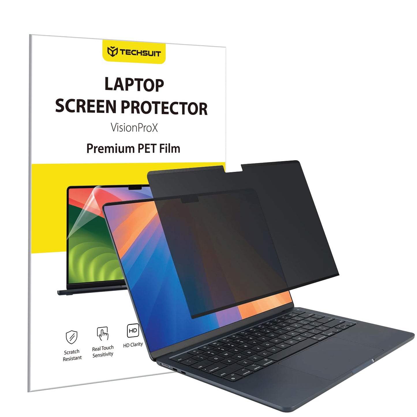 Bildschirmschutzfolie Privacy Techsuit VisionProX für Apple MacBook Air M4 13 Zoll (2025), Kunststoff
