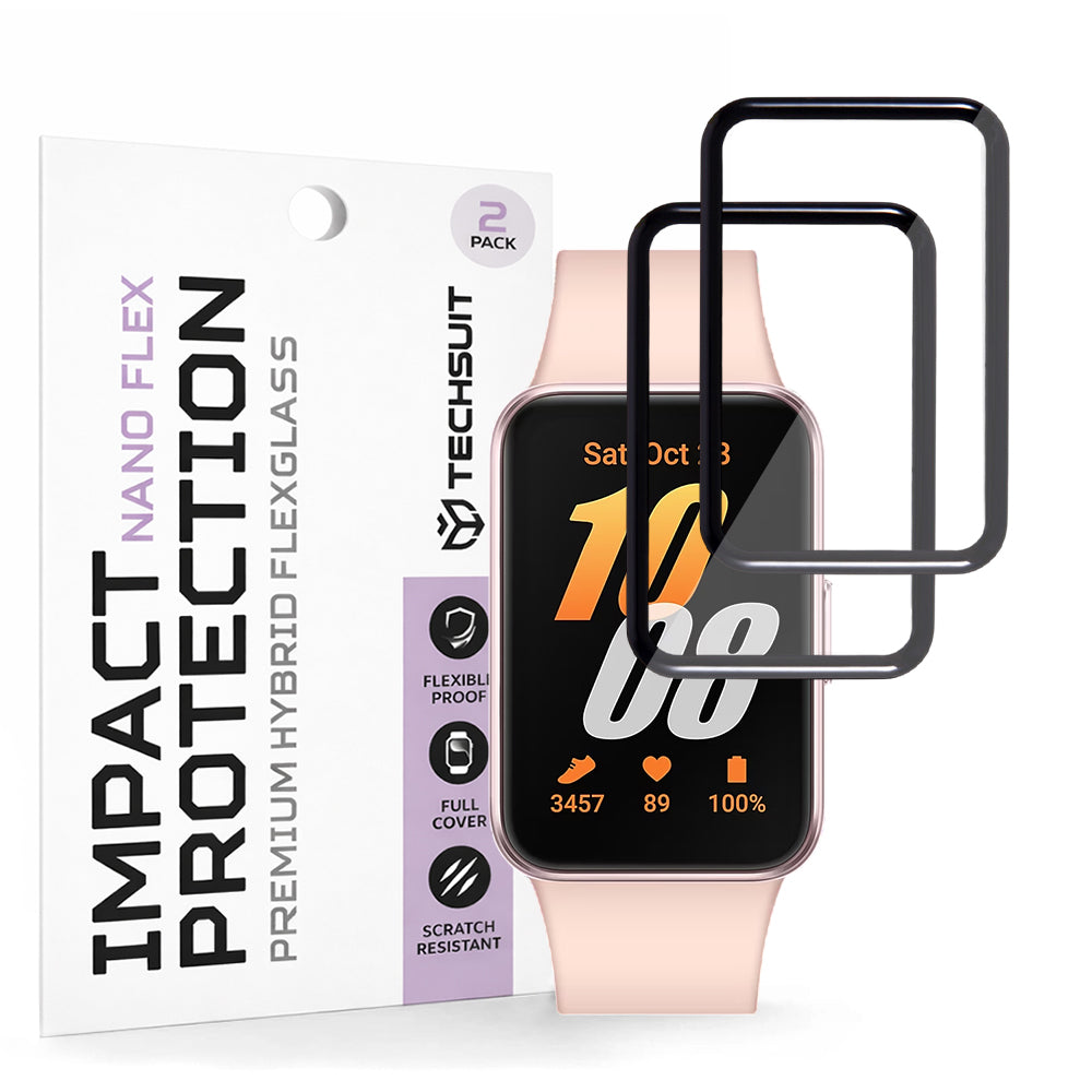 Techsuit Nano Flex Schutzfolie für Samsung Galaxy Fit3 R39M, 2 Stück Set, Kunststoff, Schwarz