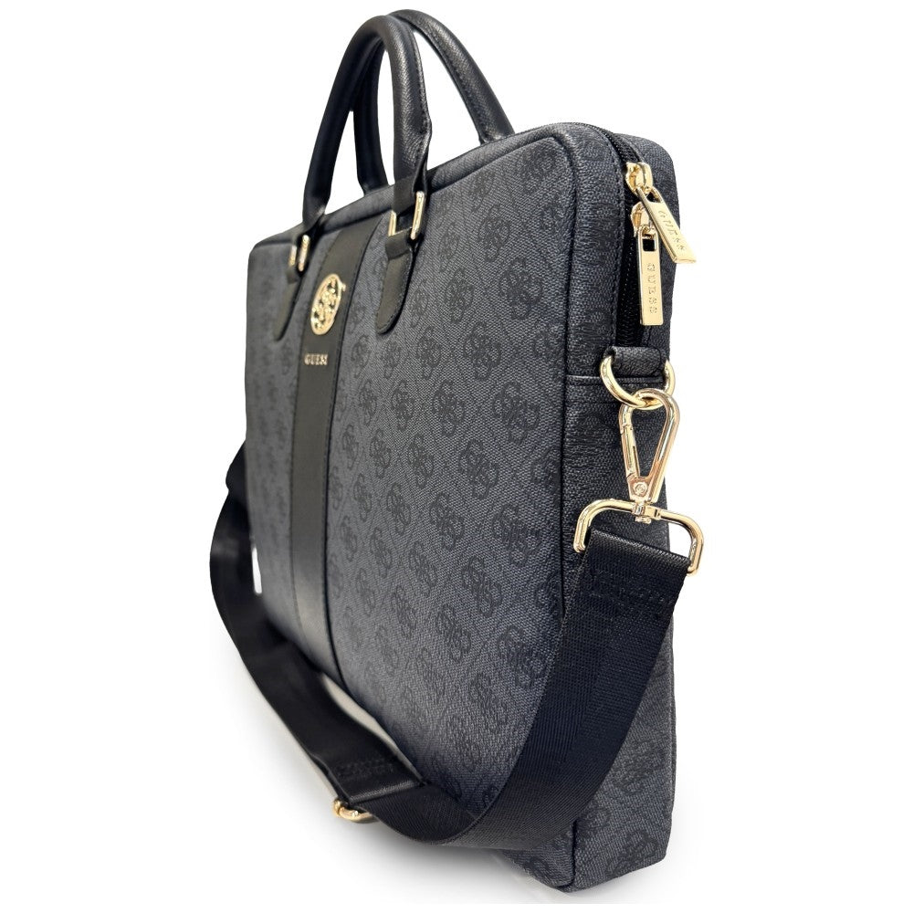 Guess 4G Round Classic Logo Tasche für 16-Zoll Laptop, Schwarz