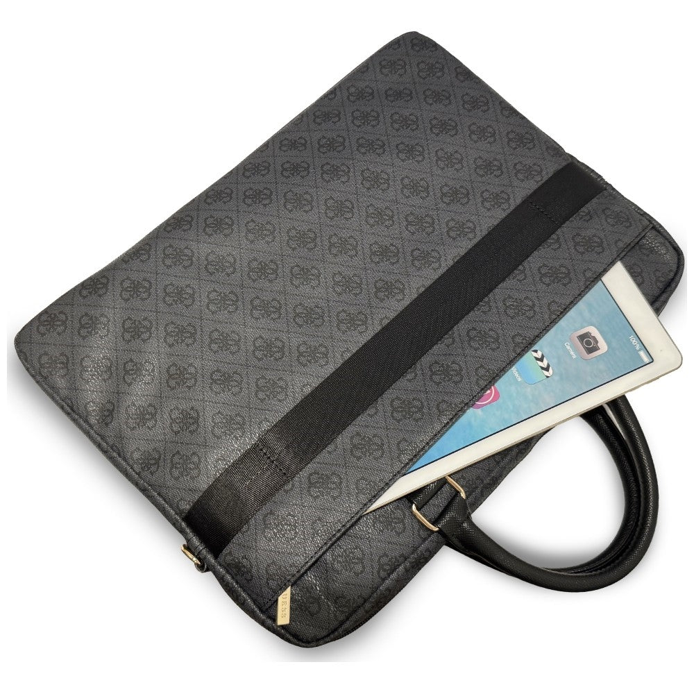 Guess 4G Round Classic Logo Tasche für 16-Zoll Laptop, Schwarz