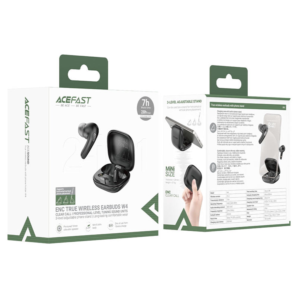 Handsfree Bluetooth Acefast W4, TWS, Schwarz