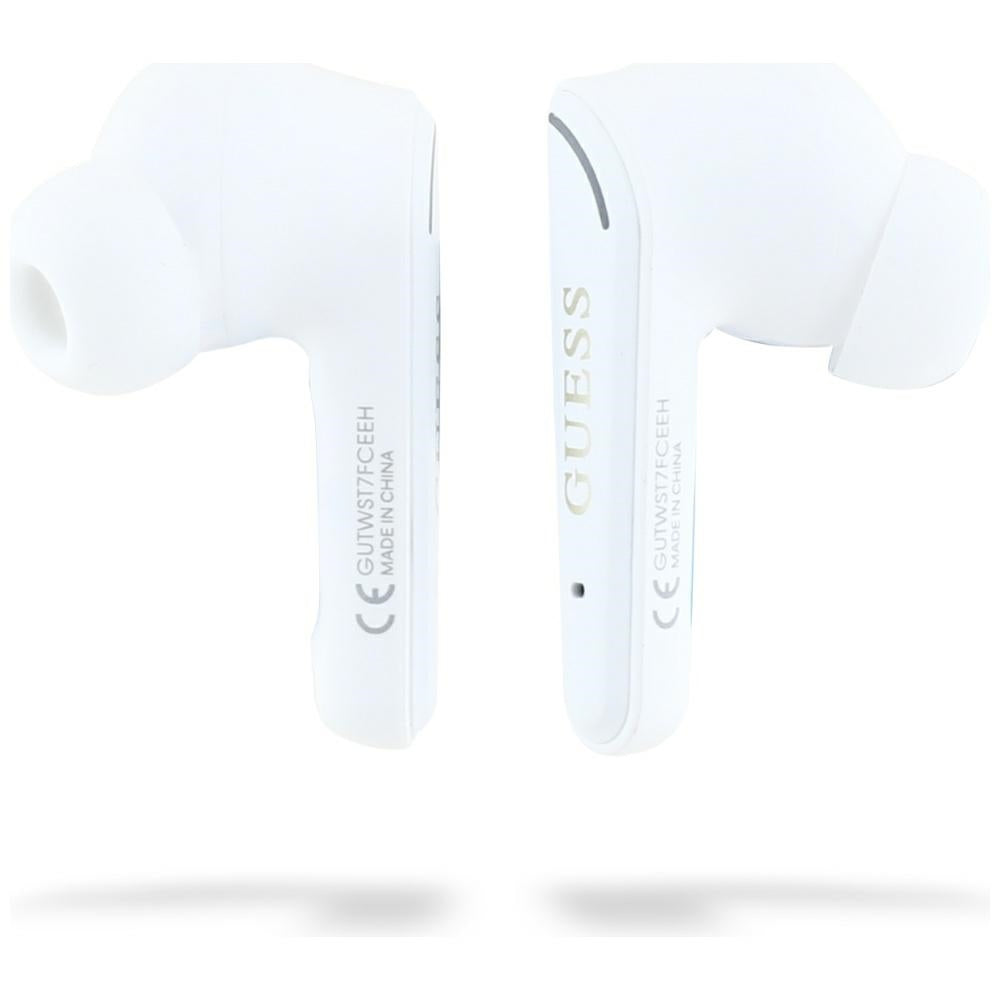 Handsfree Bluetooth Guess Flat Classic Logo Electroplated, TWS, Weiß