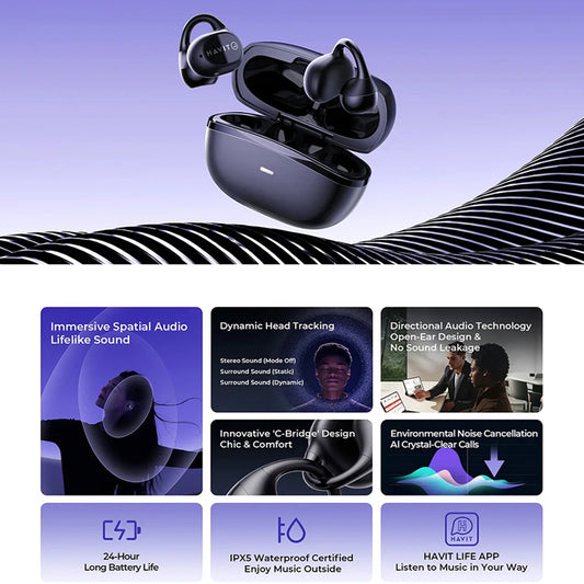 Handsfree Bluetooth HAVIT OWS916, TWS, Grau