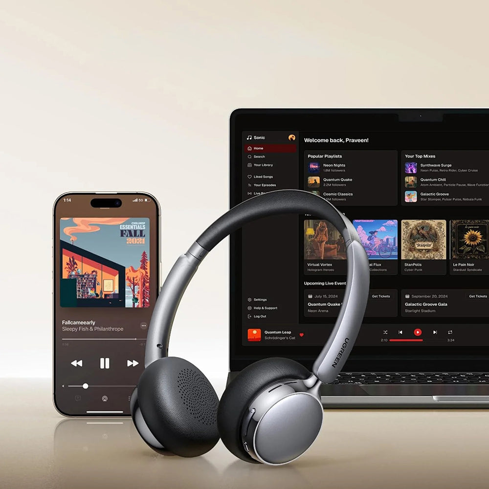 UGREEN HiTune Studio Plus HP207 Bluetooth Handsfree, A2DP, ANC, Brown
