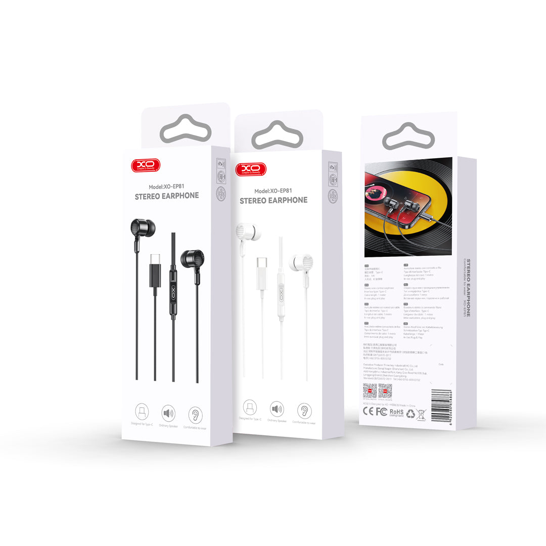 Handsfree USB-C XO Design EP81, Schwarz