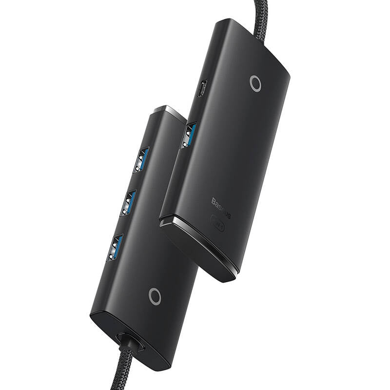 Baseus Lite USB-Hub, 4 x USB-A 3.0 - 1 x USB-C, 0,25m, Schwarz WKQXX030001