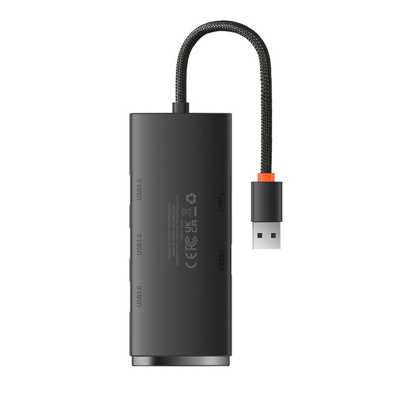 Baseus Lite USB-Hub, 4 x USB-A 3.0 - 1 x USB-C, 0,25m, Schwarz WKQXX030001