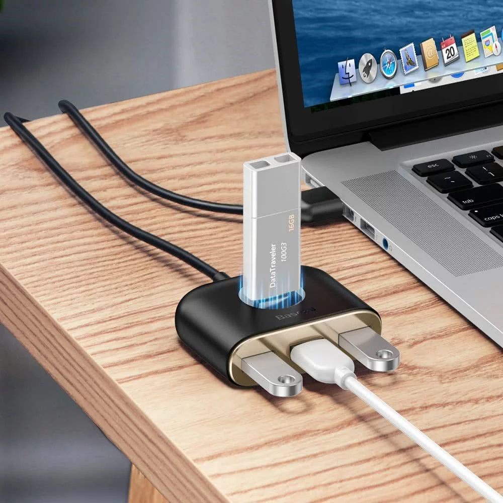 USB-Hub Baseus Square, 1 x USB-A 3.0 - 3 x USB-A, Schwarz CAHUB-AY01