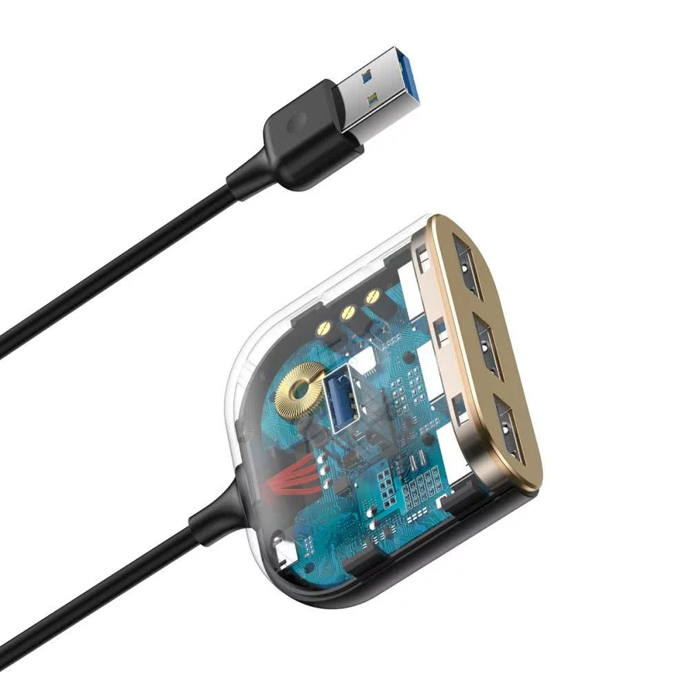 USB-Hub Baseus Square, 1 x USB-A 3.0 - 3 x USB-A, Schwarz CAHUB-AY01