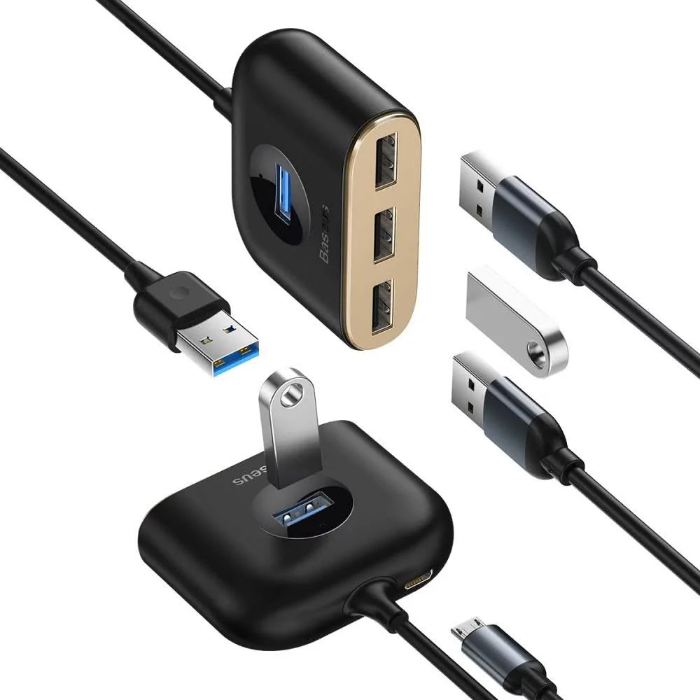 USB-Hub Baseus Square, 1 x USB-A 3.0 - 3 x USB-A, Schwarz CAHUB-AY01