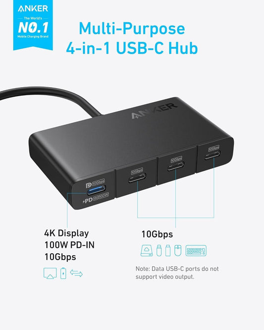 Anker USB-C Hub, 4 x USB-C, Schwarz A8340GA1