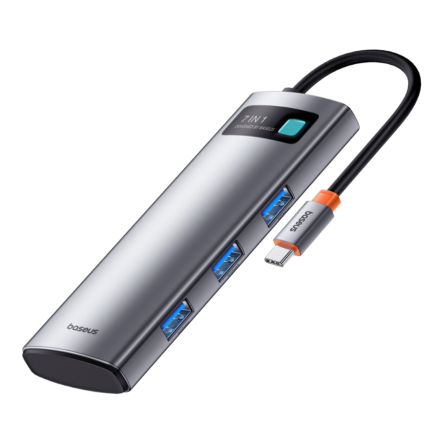Baseus Joystar USB-C Hub, 3 x USB-A 3.0 - 1 x USB-C - 1 x HDMI - 1 x SD - 1 x microSD, Silber B0003070881111-00