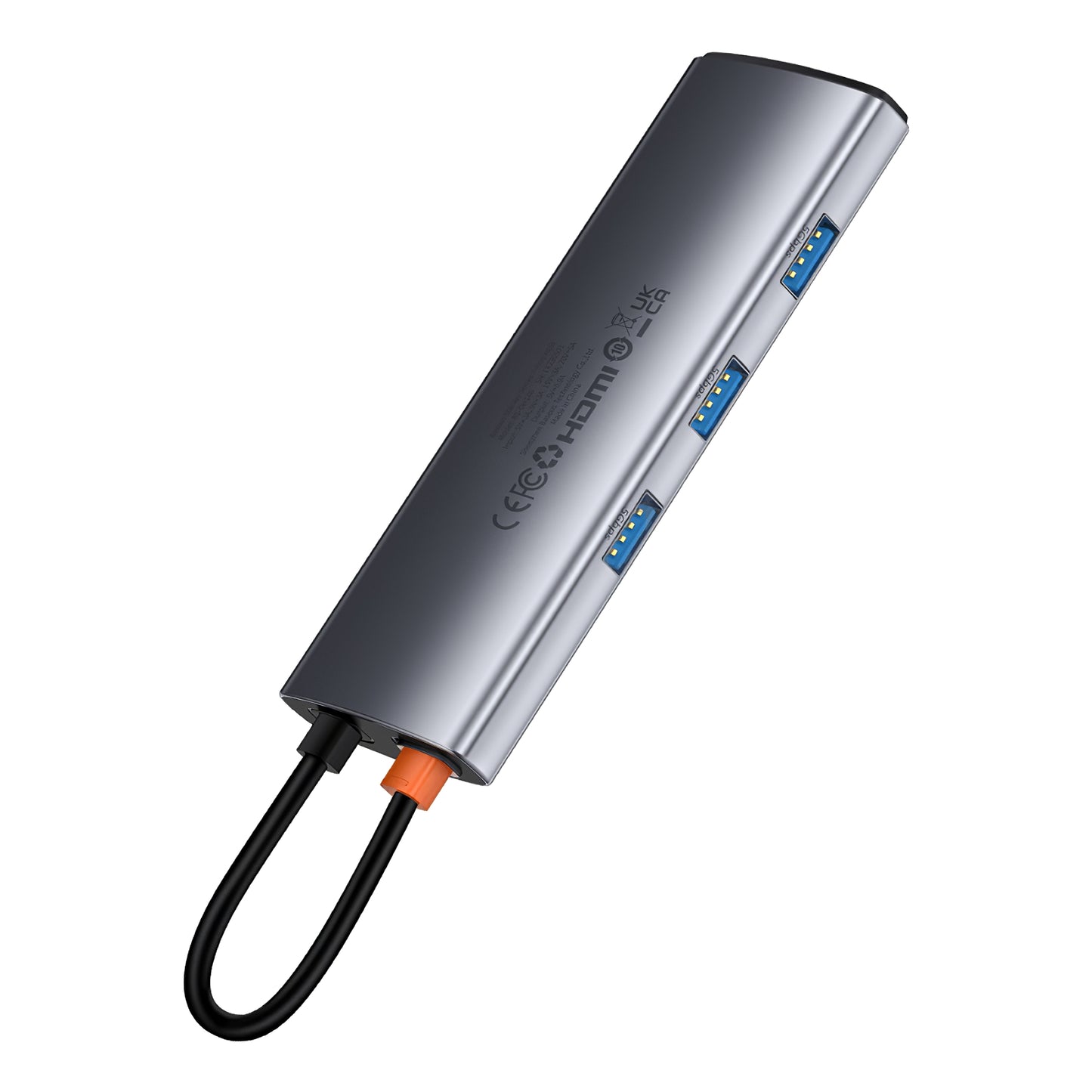 Baseus Joystar USB-C Hub, 3 x USB-A 3.0 - 1 x USB-C - 1 x HDMI - 1 x SD - 1 x microSD, Silber B0003070881111-00
