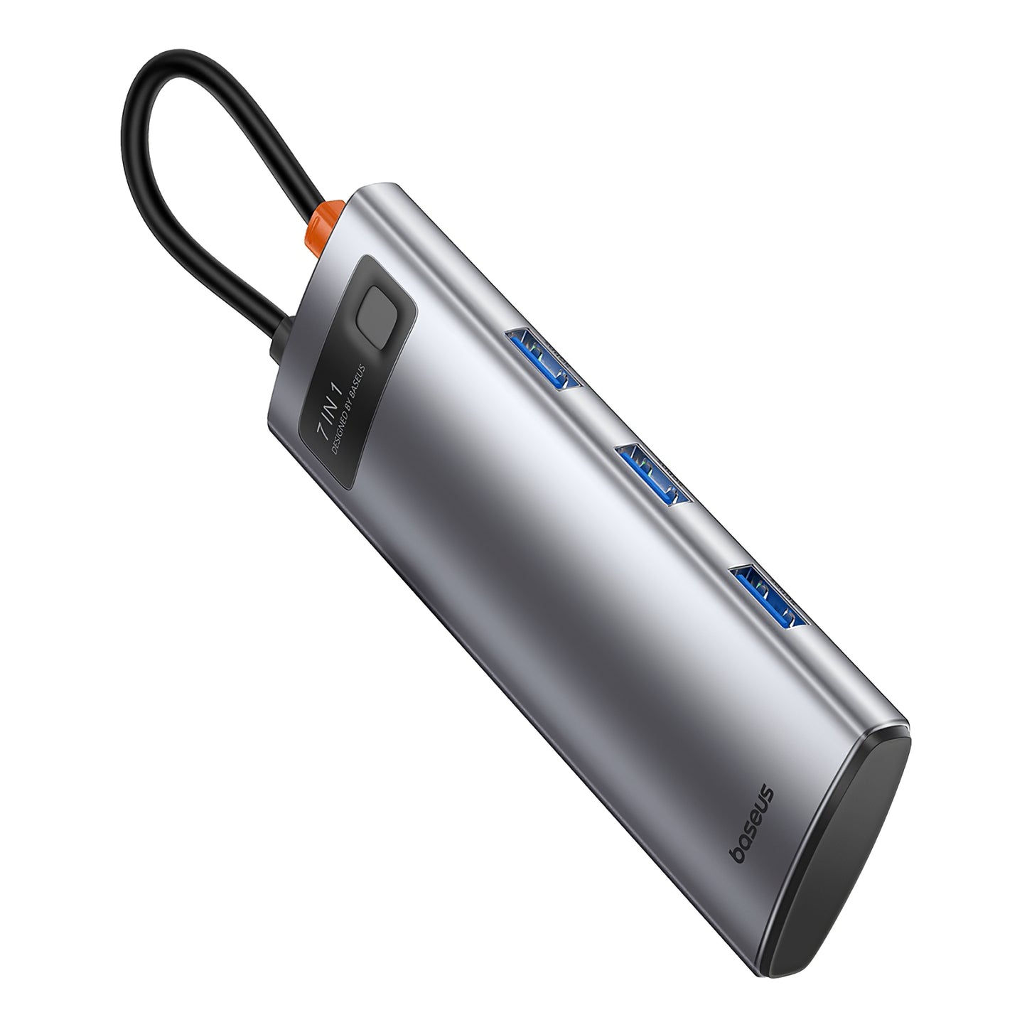 Baseus Joystar USB-C Hub, 3 x USB-A 3.0 - 1 x USB-C - 1 x HDMI - 1 x SD - 1 x microSD, Silber B0003070881111-00