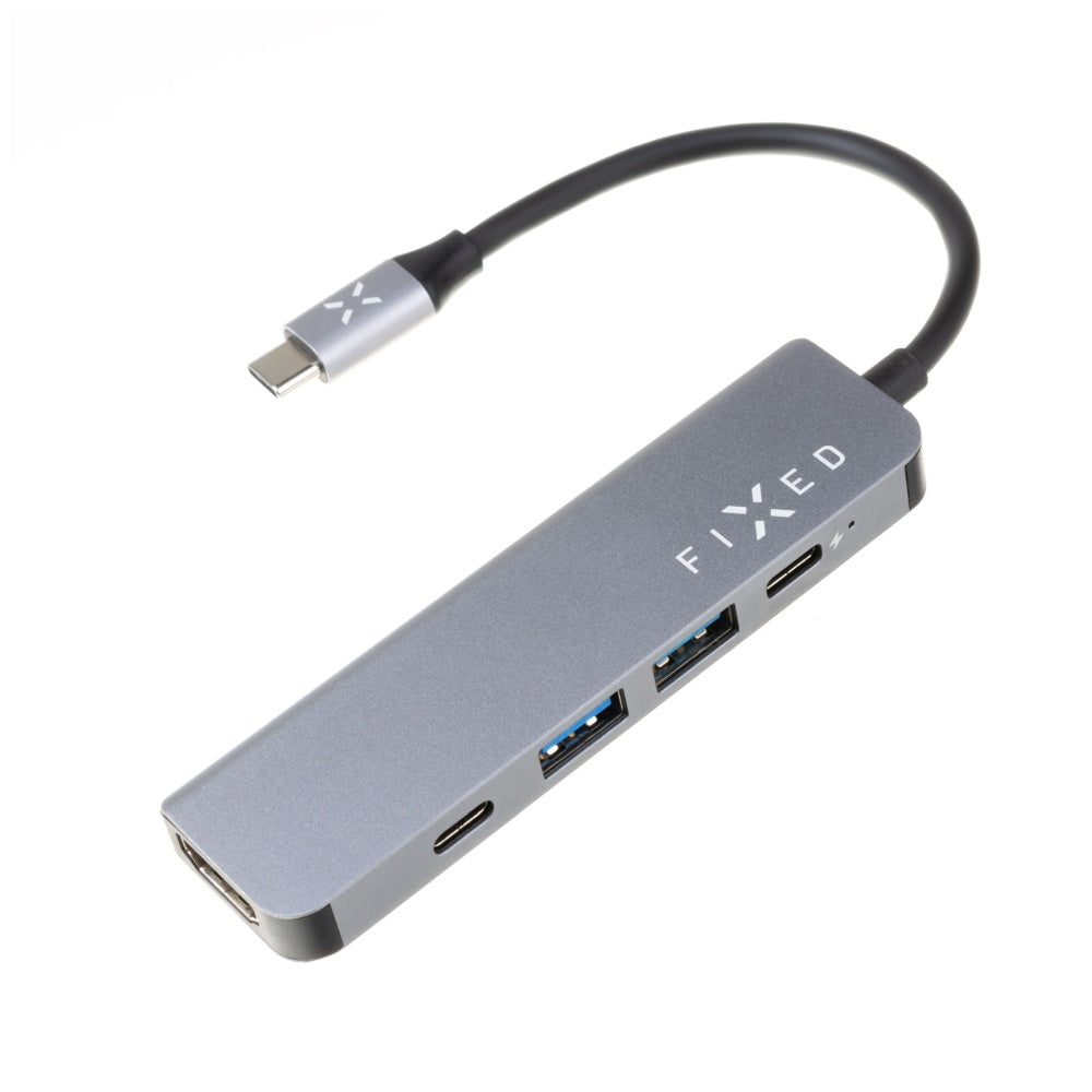 USB-C Hub Fixed, 4in1, Grau