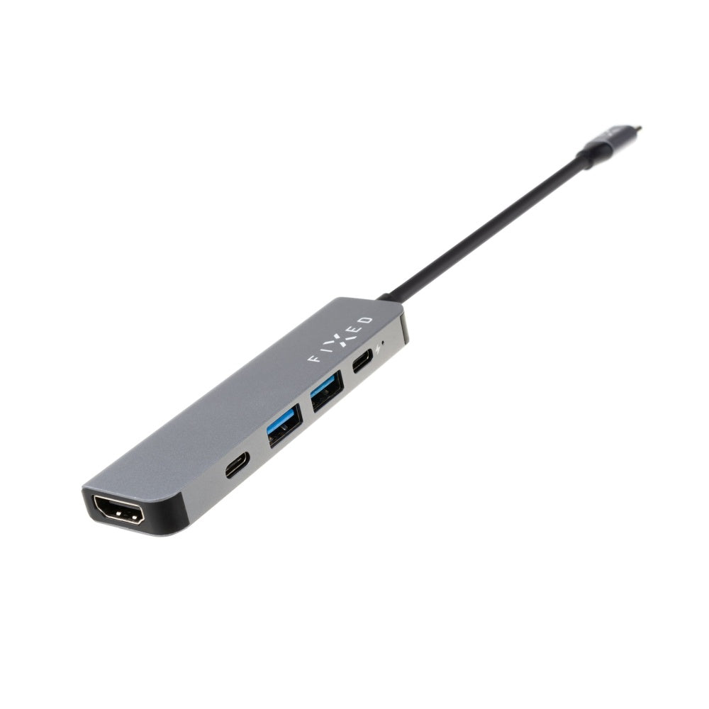 USB-C Hub Fixed, 4in1, Grau