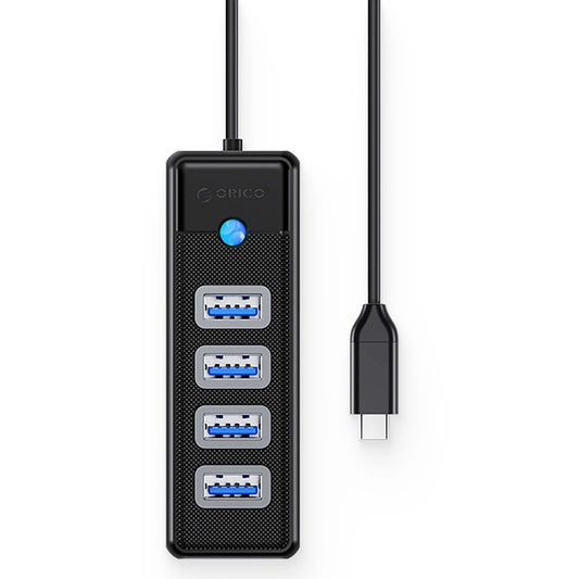 Hub USB-C Orico PW4U-C3, 4 x USB-A 3.0, Schwarz