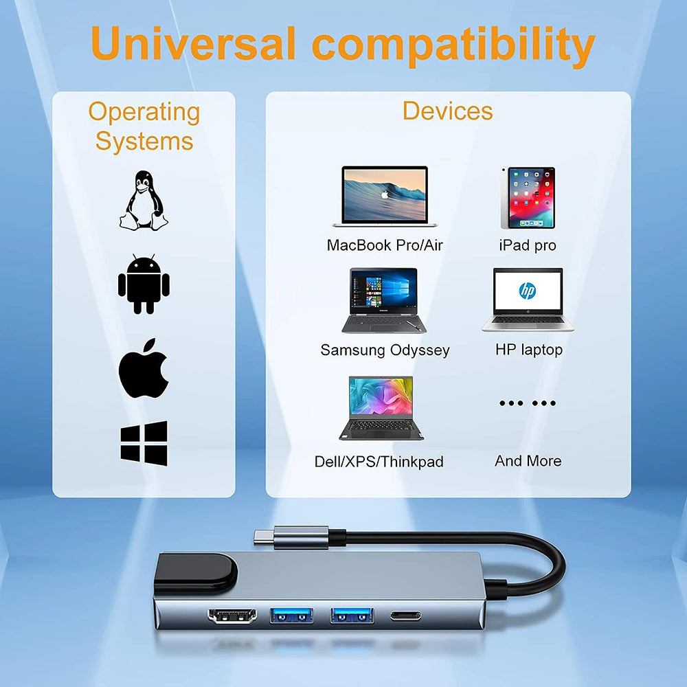 USB-C Hub Techsuit H1 NetBridge, 5in1, Grau