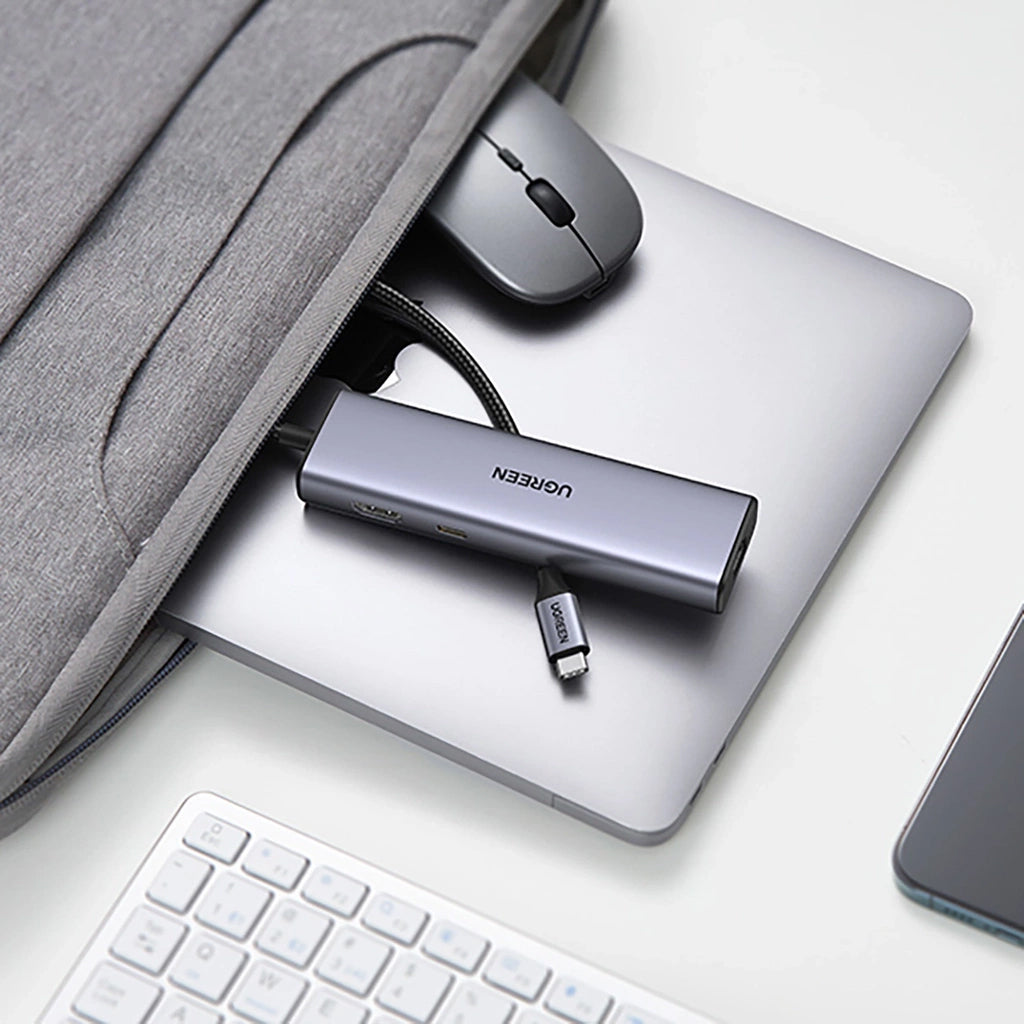 Hub USB-C UGREEN CM512 (90568), 2 x USB-A 3.0 - 1 x USB-C - 1 x HDMI - 1 x RJ45 - 1 x SD - 1 x microSD, Grau