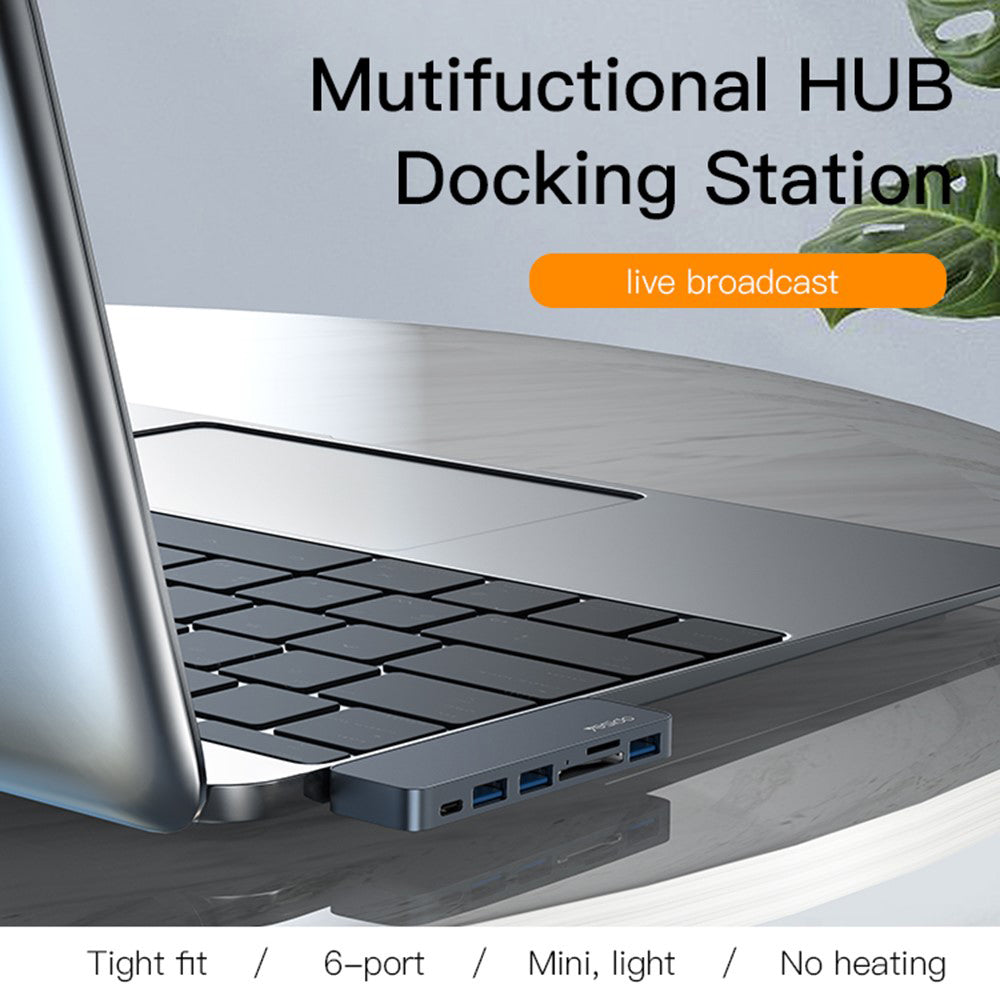 USB-C Hub Yesido HB10 für Apple MacBook Pro / Air, 6in1, Grau