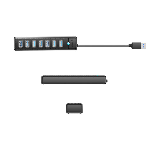 USB-Hub Orico PW7U-U3, 7 x USB-A 3.0 - 1 x USB-C, Schwarz