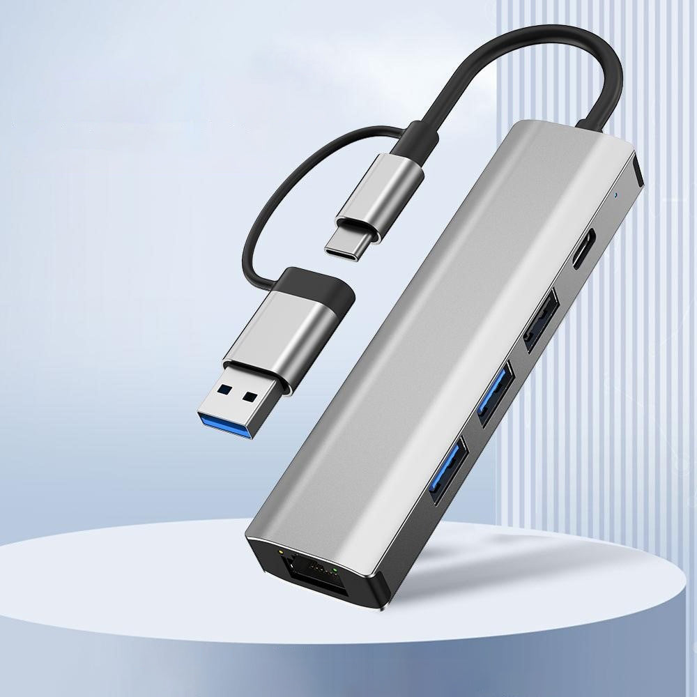 USB / USB-C Hub Techsuit H3 BoostNetLink, 5in1, Grau