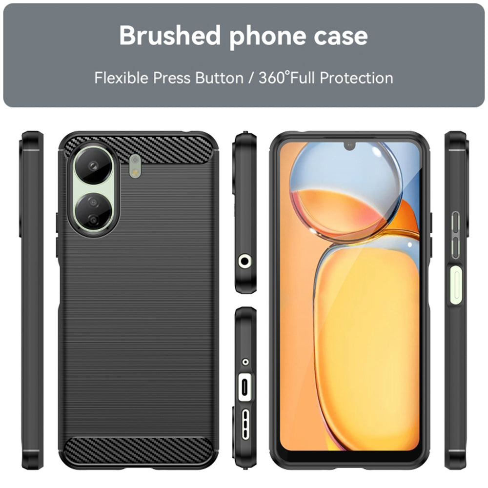Kamerahülle für Xiaomi Poco C65 / Redmi 13C, Techsuit, Carbon, Schwarz