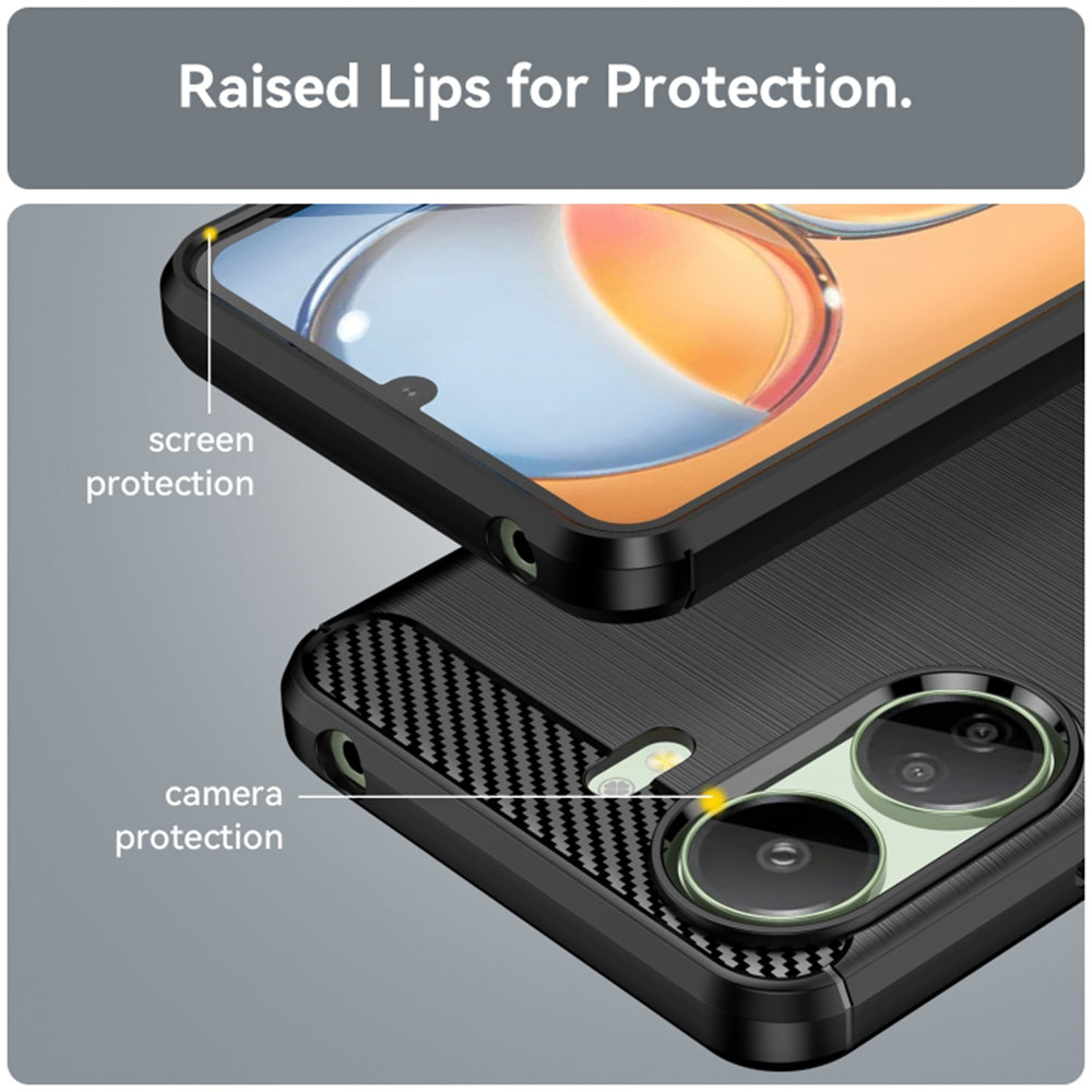Kamerahülle für Xiaomi Poco C65 / Redmi 13C, Techsuit, Carbon, Schwarz