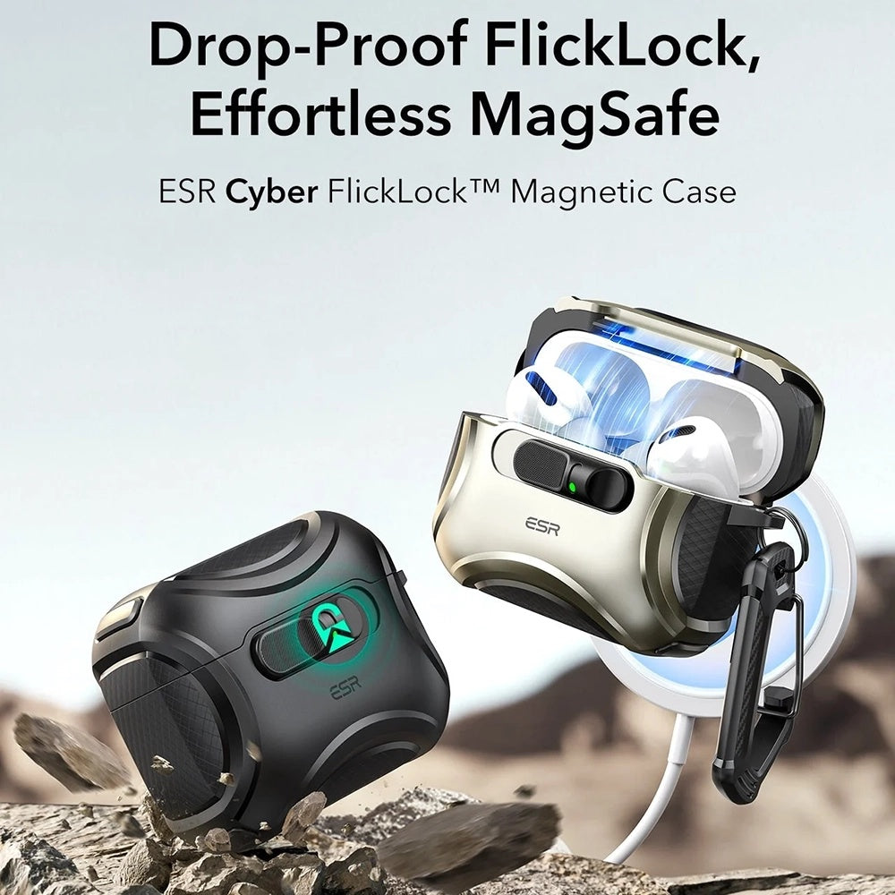 ESR Cyber FlickLock Hülle für Apple AirPods Pro 3, Grau