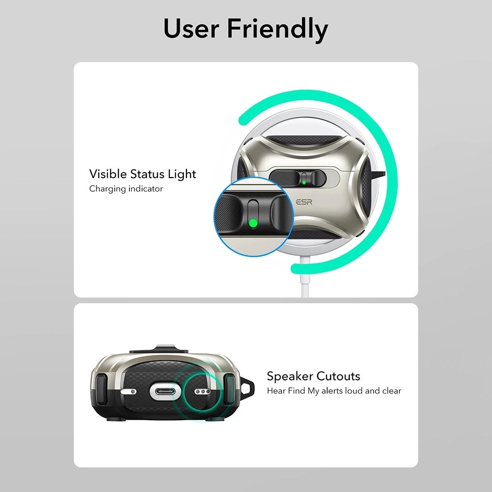 ESR Cyber FlickLock Hülle für Apple AirPods Pro 3, Grau