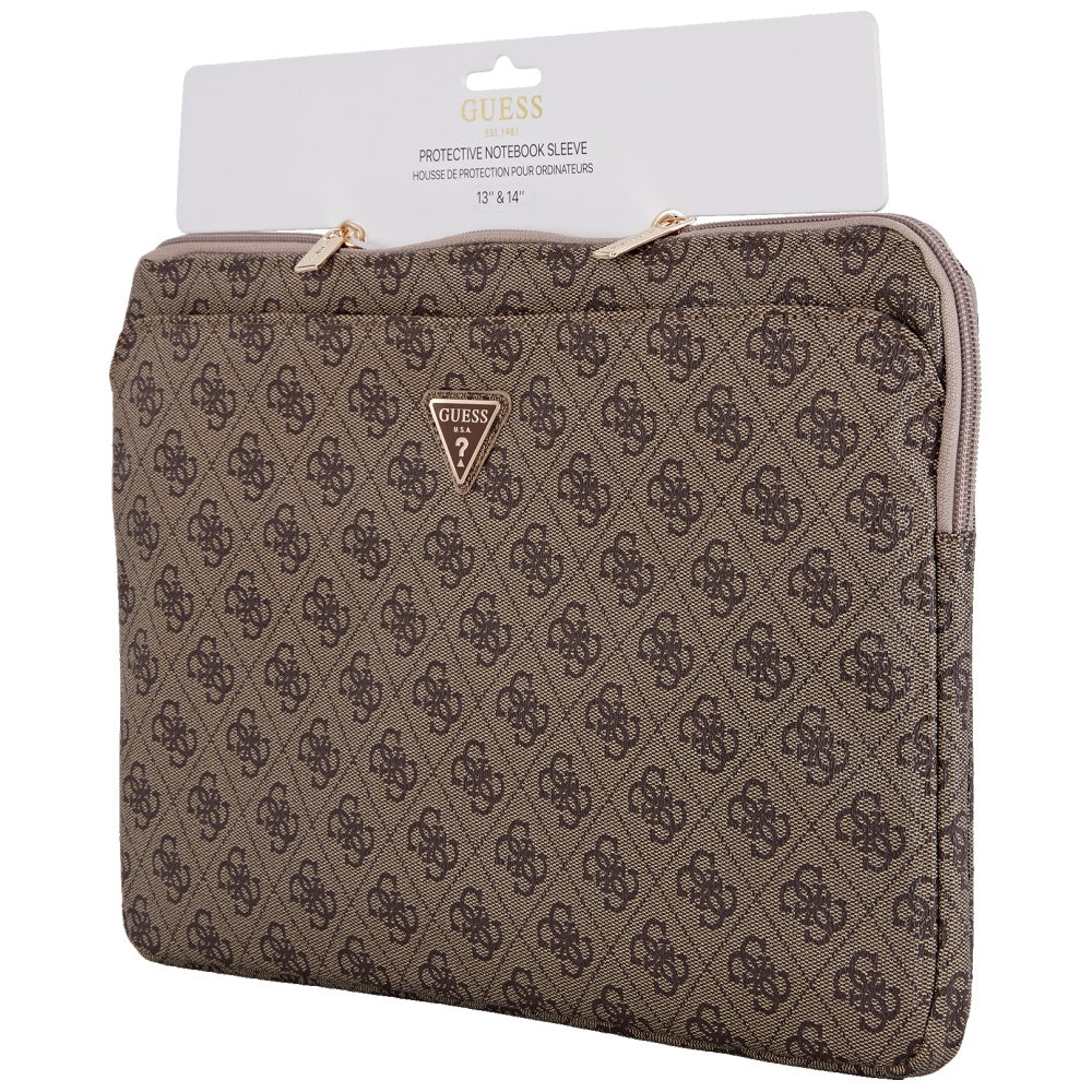 Guess 4G Triangle Logo Hülle für 14 Zoll Laptop, Braun