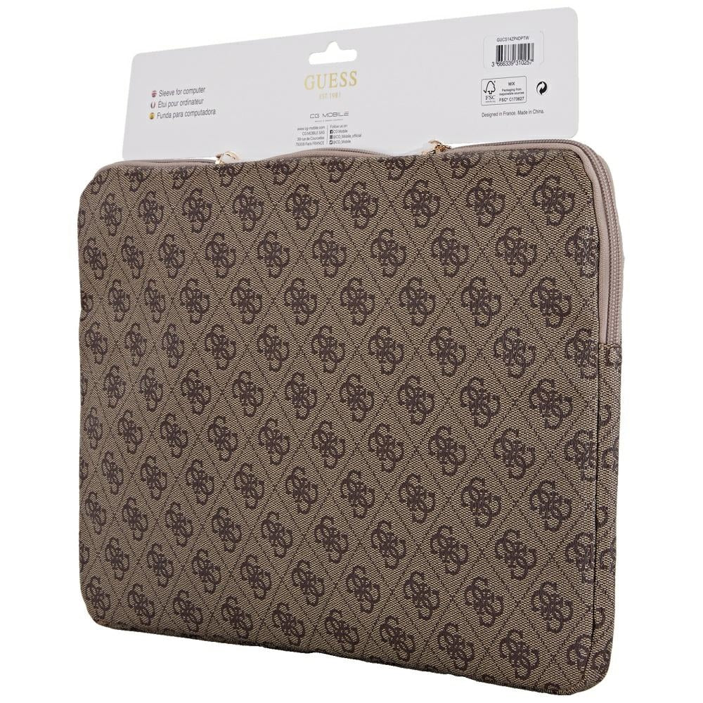 Guess 4G Triangle Logo Hülle für 14 Zoll Laptop, Braun