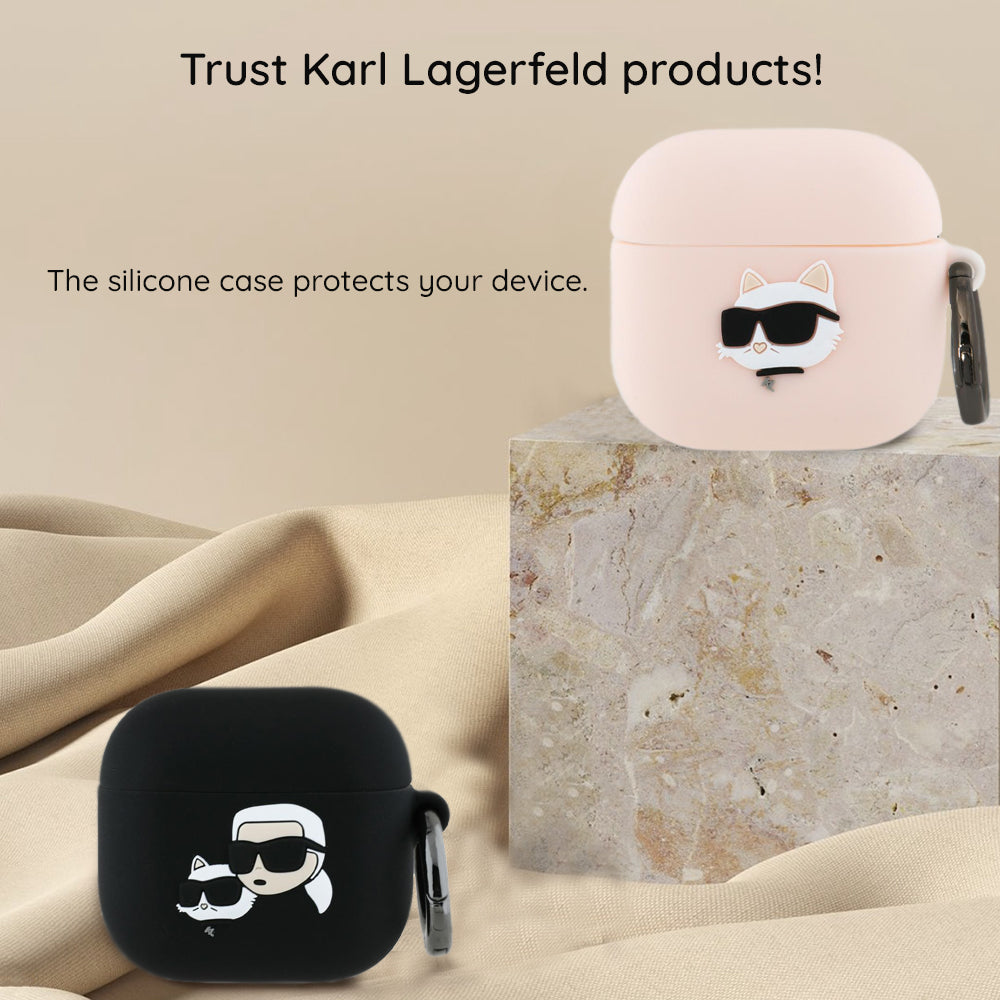 Karl Lagerfeld 3D Choupette's Head Hülle für Apple AirPods 4, Schwarz