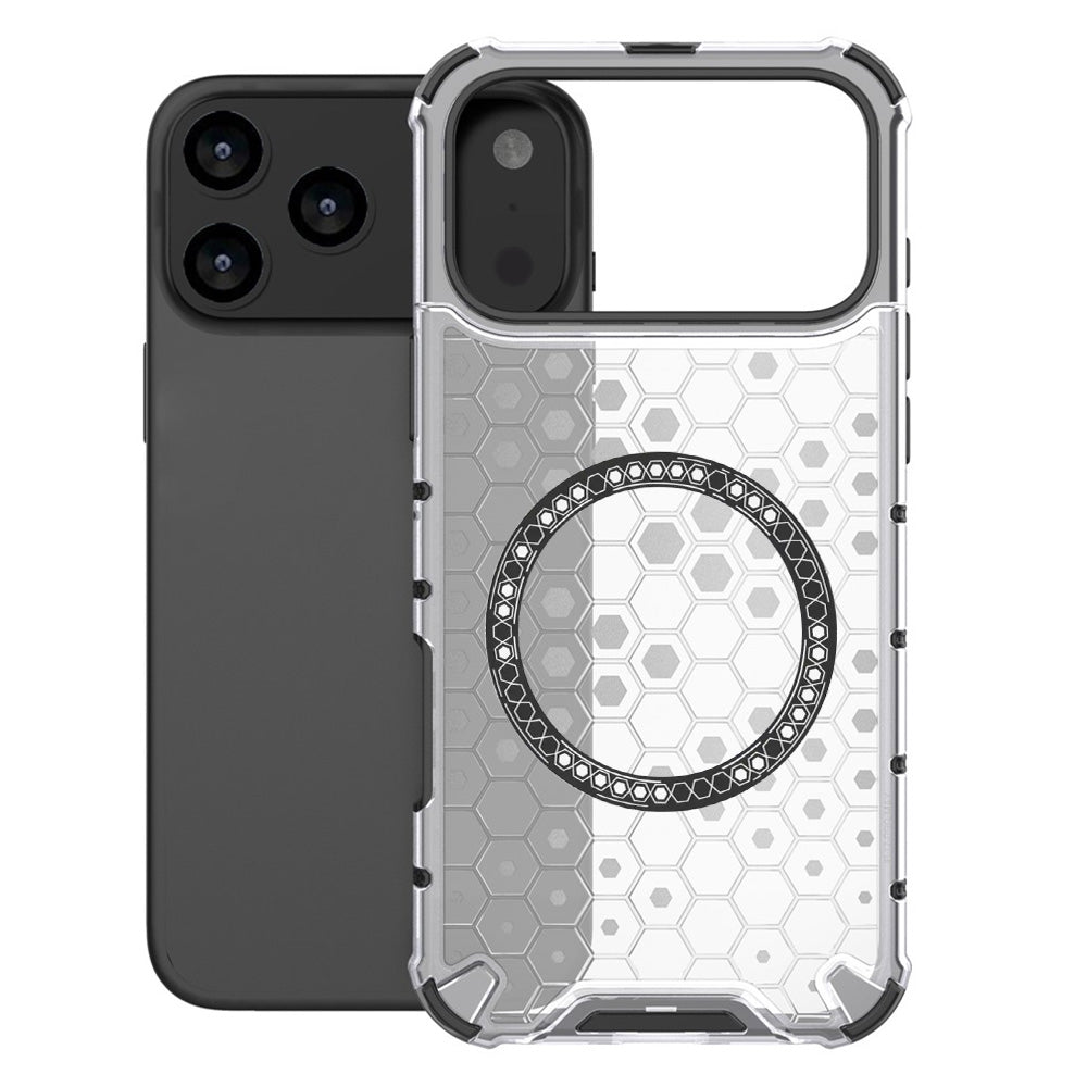 MagSafe Case for Apple iPhone 17 Pro, Techsuit, HoneyComb Shield, White