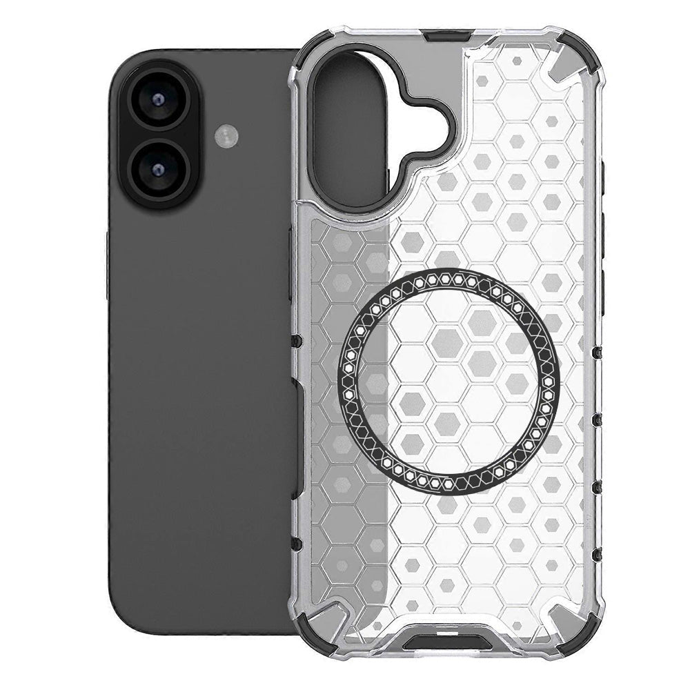 MagSafe Case for Apple iPhone 17, Techsuit, HoneyComb Shield, White