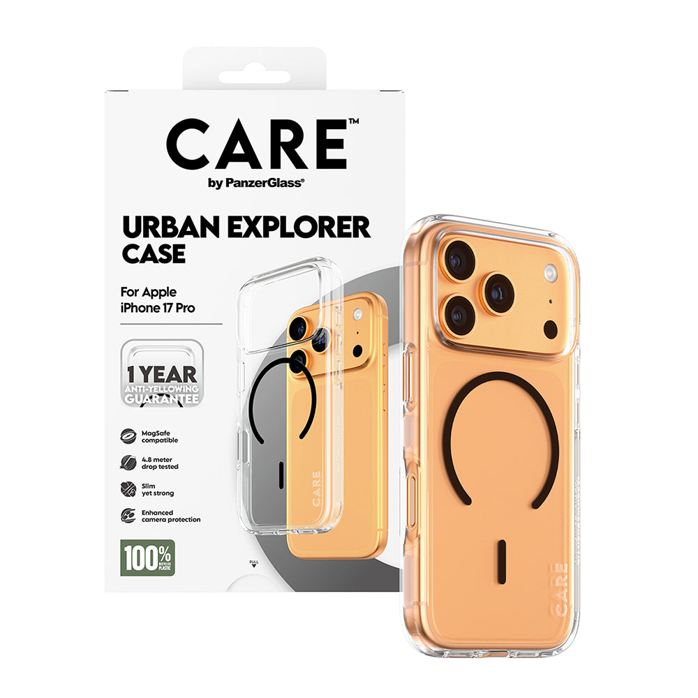 MagSafe Hülle für Apple iPhone 17 Pro, PanzerGlass, Care Urban Explorer, Transparent Weiß, Wiederversiegelt