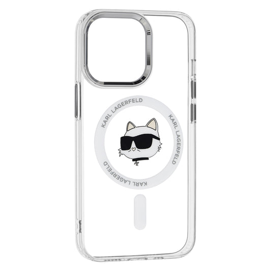 MagSafe Case for Apple iPhone 13 Pro, Karl Lagerfeld, IML Metal Choupette's Head, White