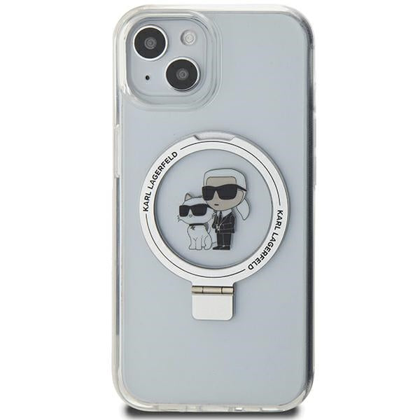 MagSafe Case for Apple iPhone 14, Karl Lagerfeld, Ring Stand Karl & Choupette, White