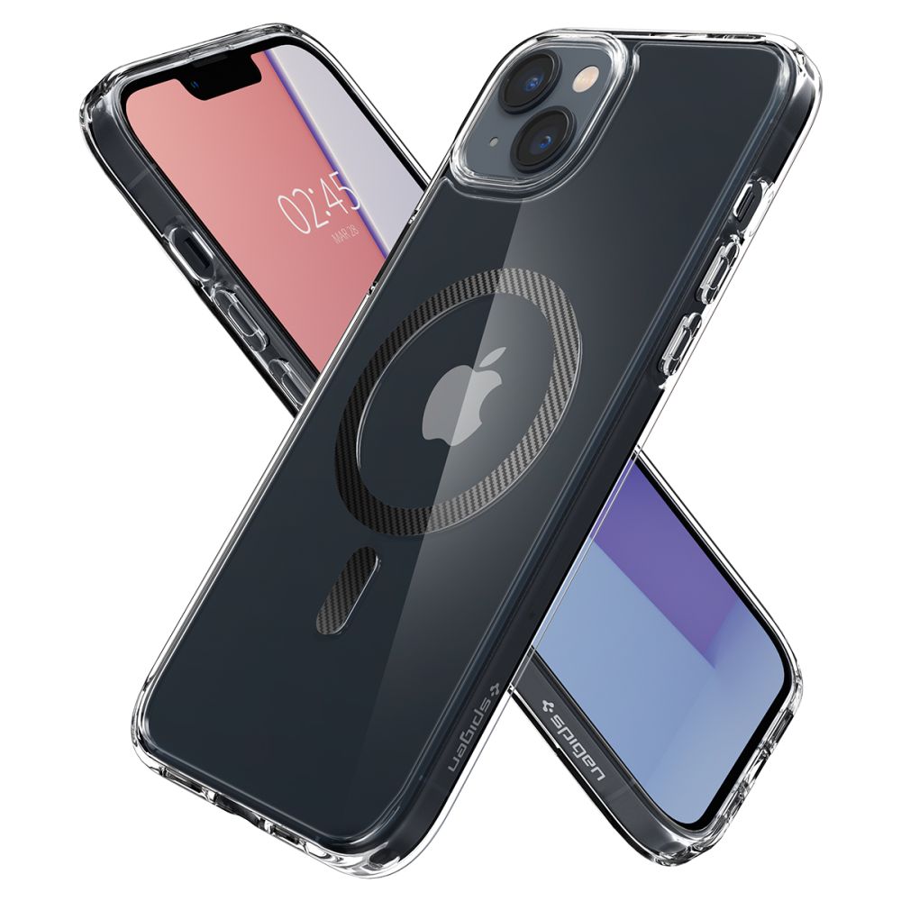 MagSafe Hülle für Apple iPhone 14 Plus, Spigen, Ultra Hybrid Carbon, Transparent