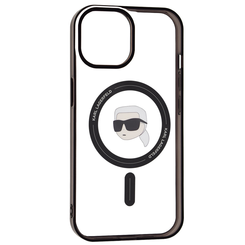 MagSafe Hülle für Apple iPhone 15, Karl Lagerfeld, IML Karl's Head, Transparent