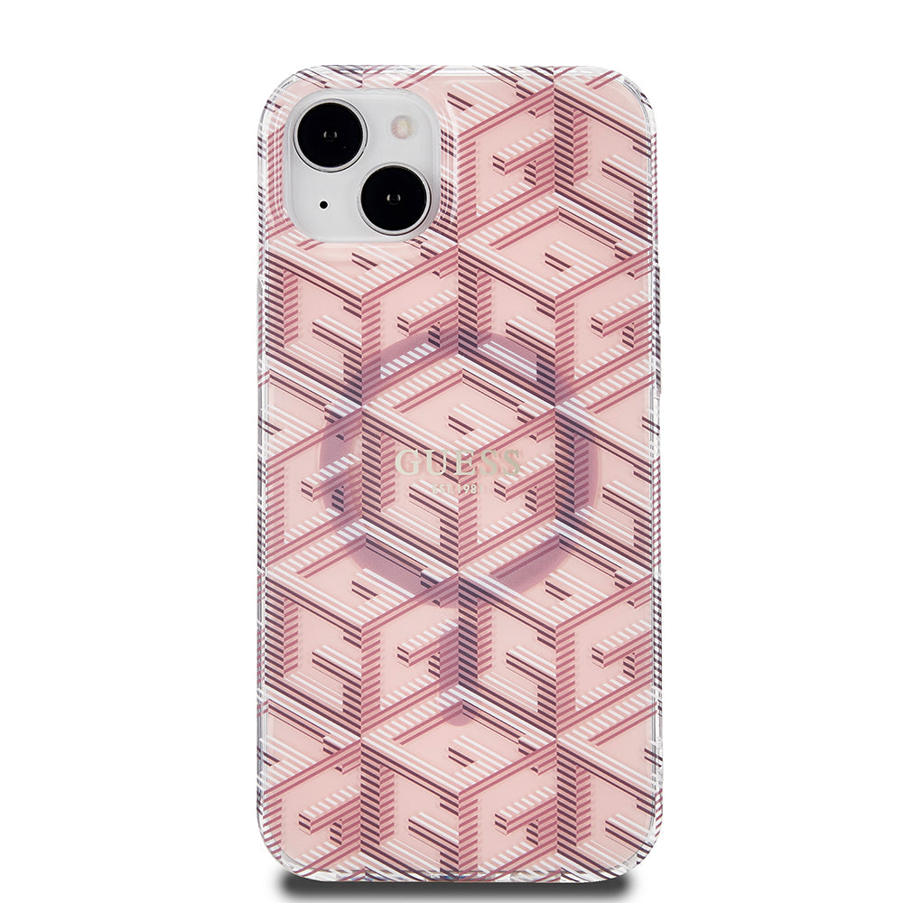 MagSafe Hülle für Apple iPhone 15 Plus, Guess, IML Gcube, Rosa