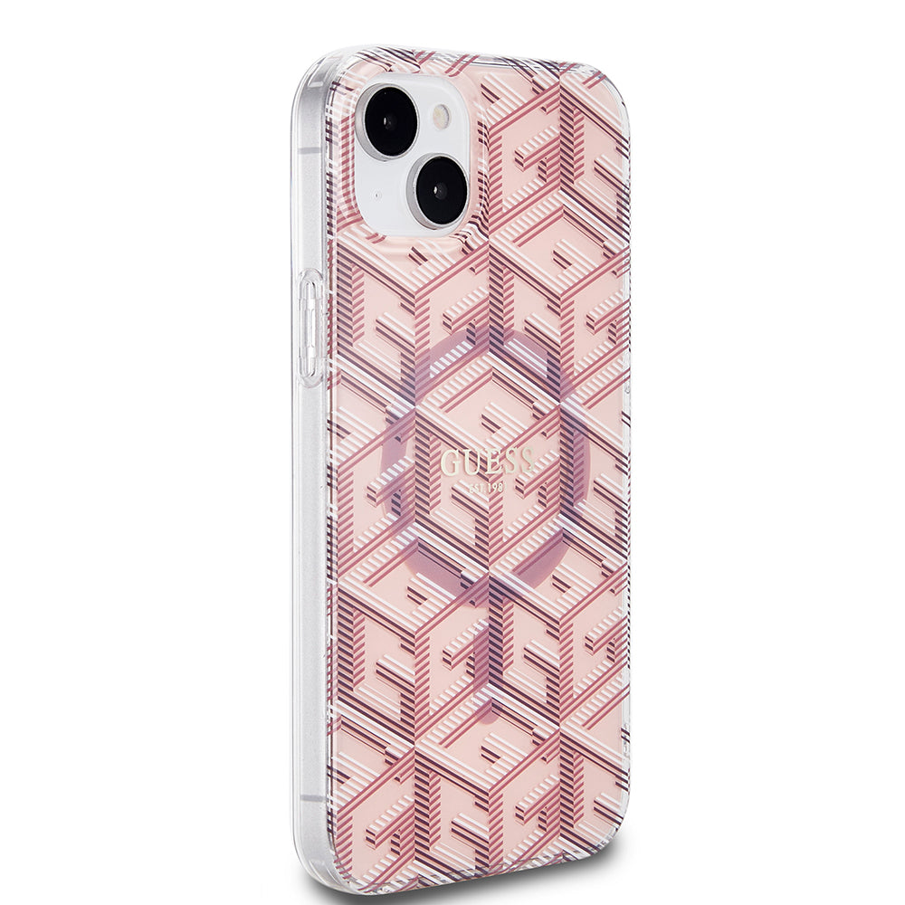 MagSafe Hülle für Apple iPhone 15 Plus, Guess, IML Gcube, Rosa