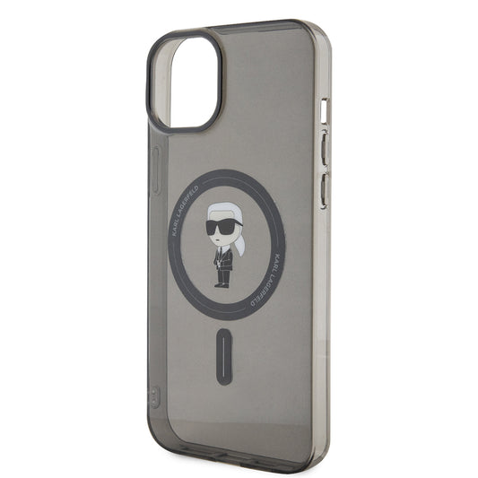 MagSafe Hülle für Apple iPhone 15 Plus, Karl Lagerfeld, IML Ikonik Karl, Schwarz