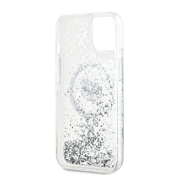 MagSafe Case for Apple iPhone 15 Plus, Karl Lagerfeld, Liquid Glitter Choupette's Head, Transparent