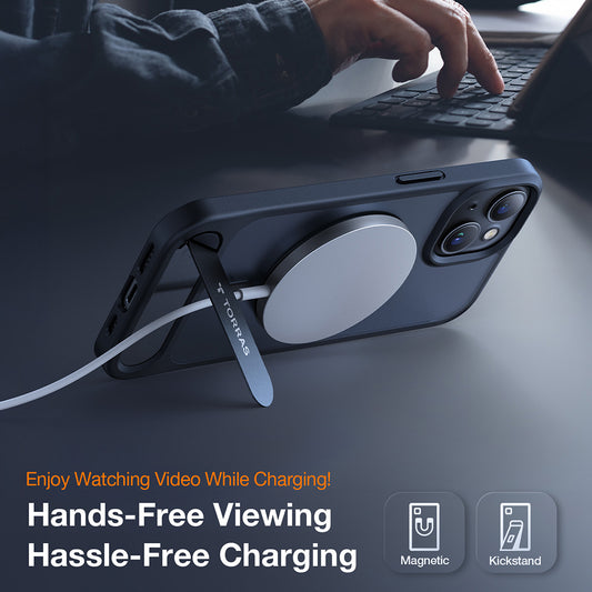 MagSafe Hülle für Apple iPhone 15 Plus, Torras, Pstand, Schwarz