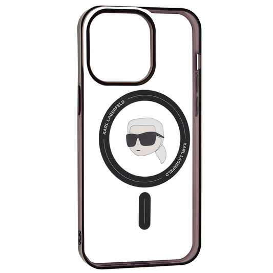 MagSafe Case for Apple iPhone 15 Pro Max, Karl Lagerfeld, IML Karl's Head, Transparent
