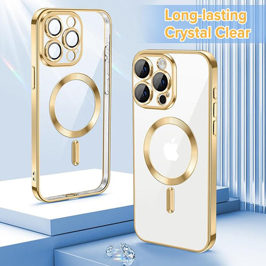 MagSafe-Hülle für Apple iPhone 15 Pro, Techsuit, Luxury Crystal, Gold