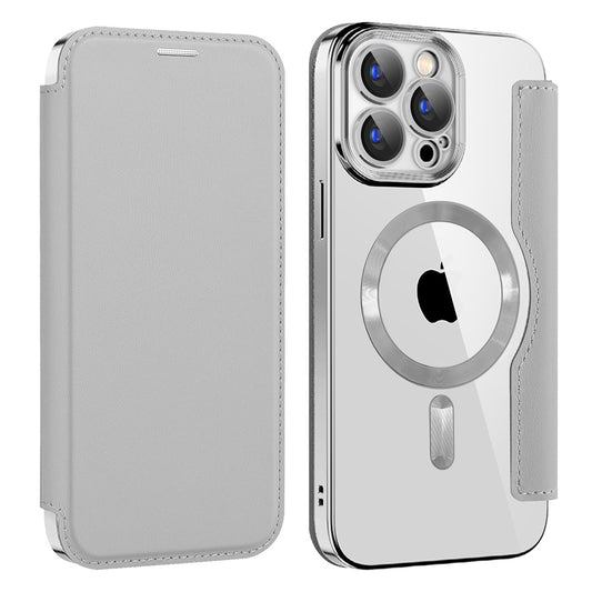 MagSafe-Hülle für Apple iPhone 15 Pro, Techsuit, SmartMag Book, Grau